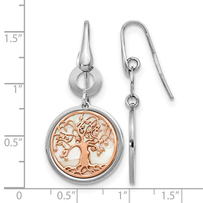 Sterlingsilber & Roséfarben Perlmutt Baum Of Leben Ohrhänger