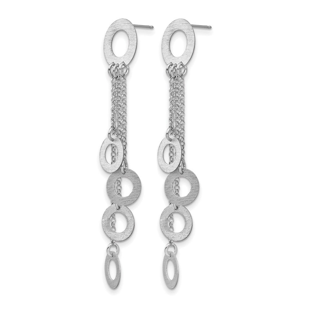 Sterlingsilber Rhodium Gebürstet & Poliert Stecker Ohrhänger