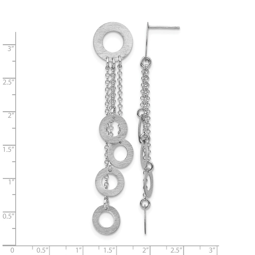 Sterlingsilber Rhodium Gebürstet & Poliert Stecker Ohrhänger