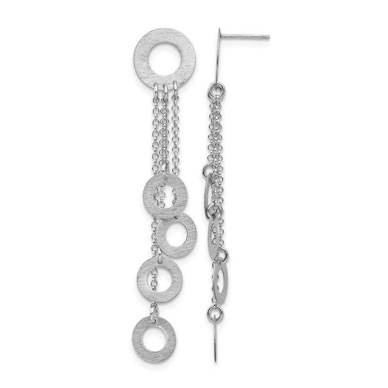 Sterlingsilber Rhodium Gebürstet & Poliert Stecker Ohrhänger