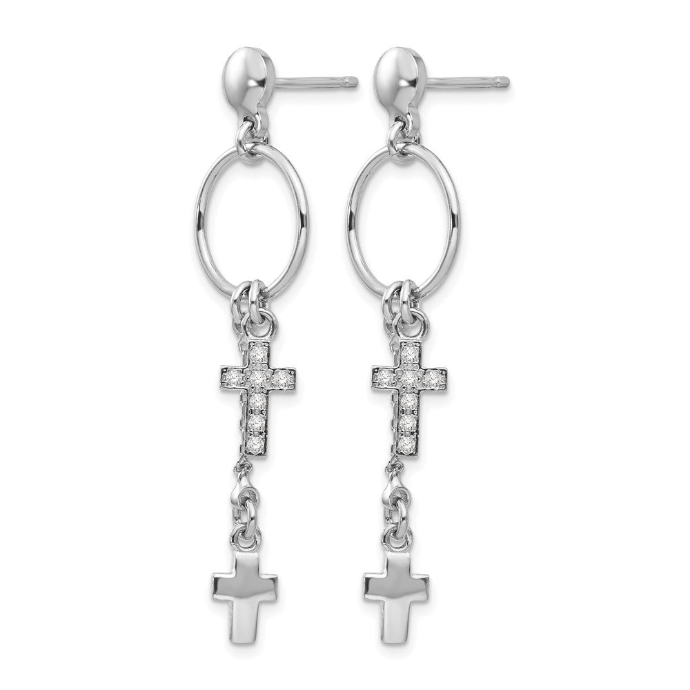 Sterlingsilber Rhodiniert Zirkonia Kreuz Ohrhänger