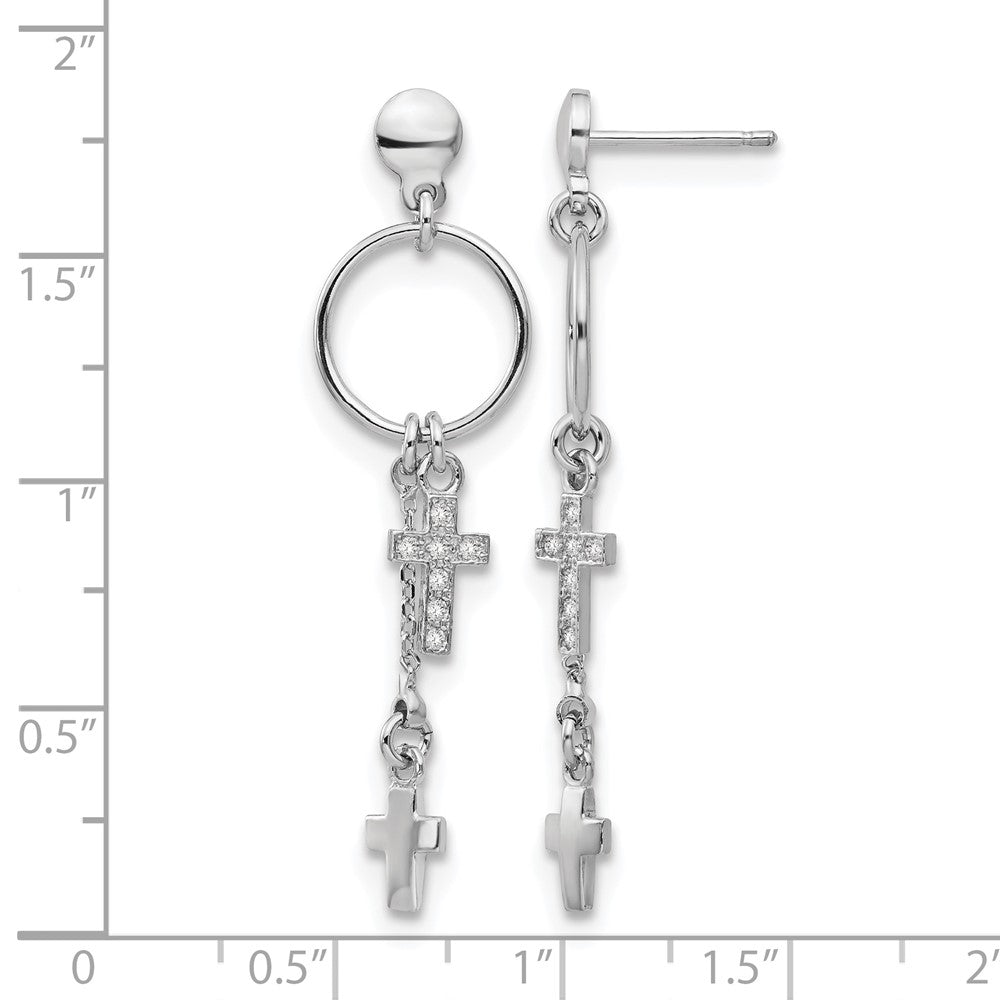 Sterlingsilber Rhodiniert Zirkonia Kreuz Ohrhänger