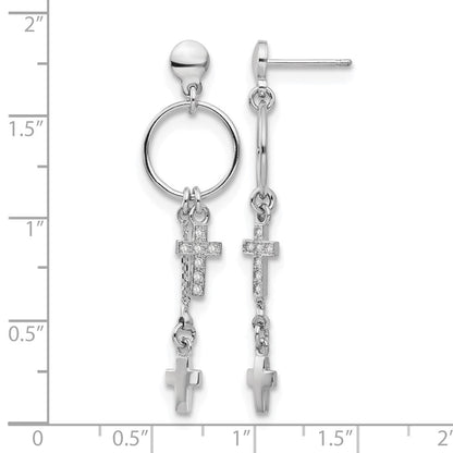 Sterlingsilber Rhodiniert Zirkonia Kreuz Ohrhänger