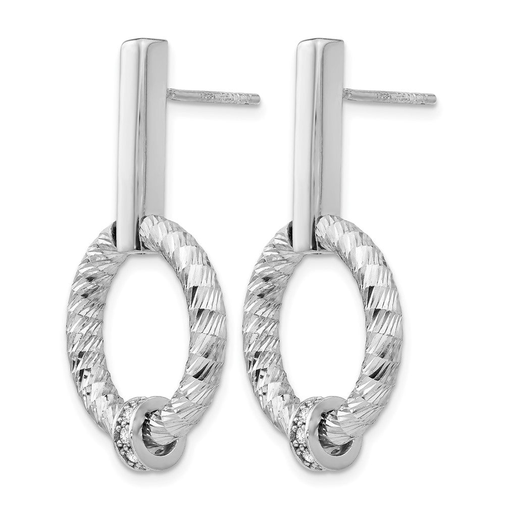 Sterlingsilber Poliert Zirkonia Diamantiert Stecker Ohrhänger