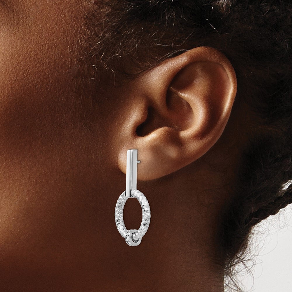 Sterlingsilber Poliert Zirkonia Diamantiert Stecker Ohrhänger