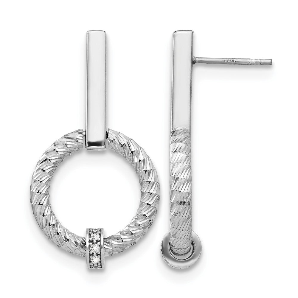 Sterlingsilber Poliert Zirkonia Diamantiert Stecker Ohrhänger