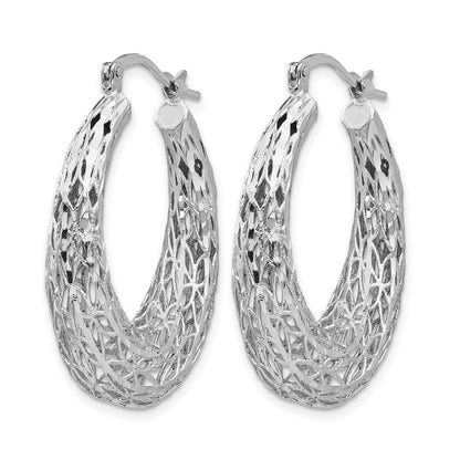 Sterlingsilber Poliert Diamantiert Oval Creolen