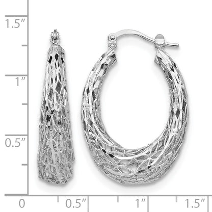 Sterlingsilber Poliert Diamantiert Oval Creolen