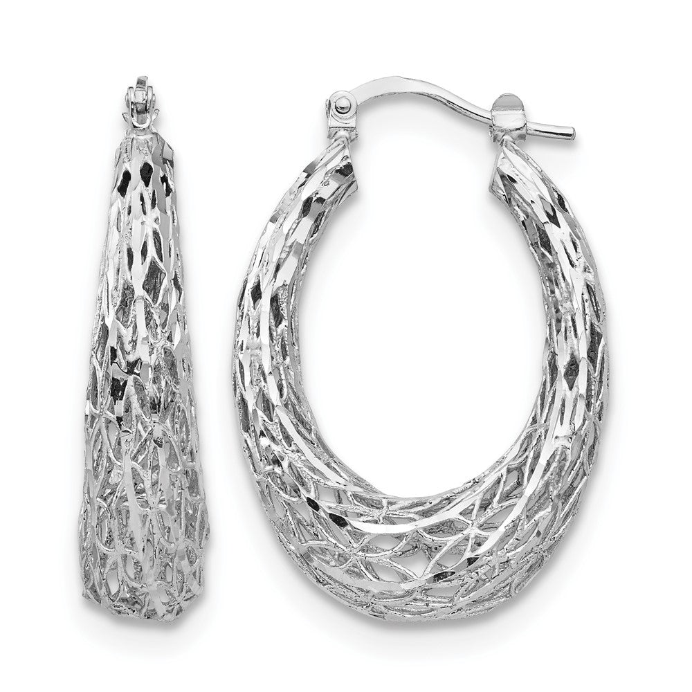 Sterlingsilber Poliert Diamantiert Oval Creolen
