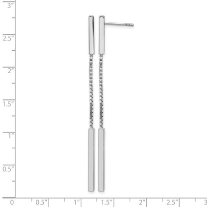 Sterlingsilber Rhod Platin Poliert Stab Stecker Ohrhänger