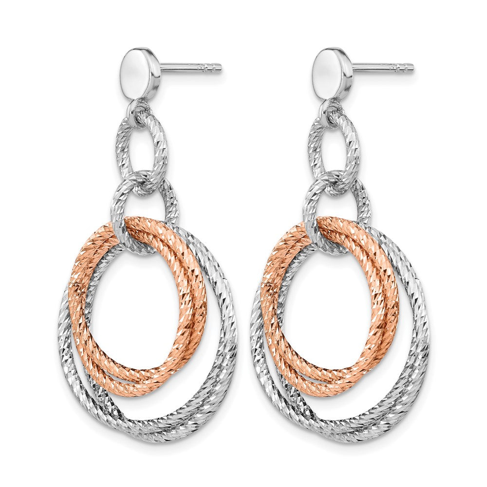 Sterlingsilber Rose Vergoldet Rhodiniert Diamantiert Stecker Hängend Ohrring