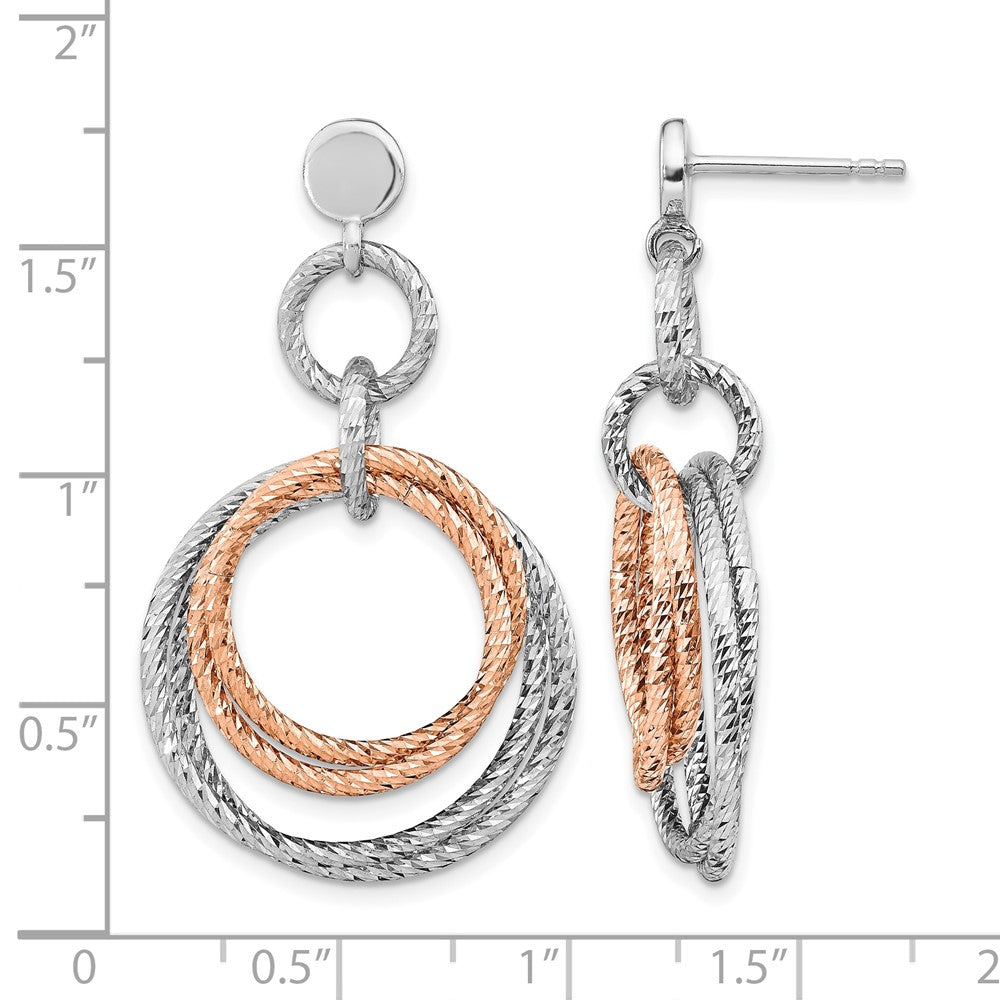 Sterlingsilber Rose Vergoldet Rhodiniert Diamantiert Stecker Hängend Ohrring
