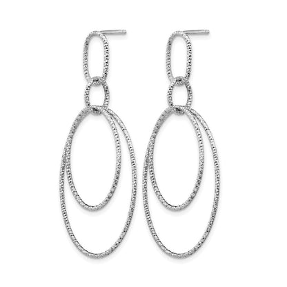 Sterlingsilber Rhodiniert Diamantiert Oval Stecker Ohrhänger