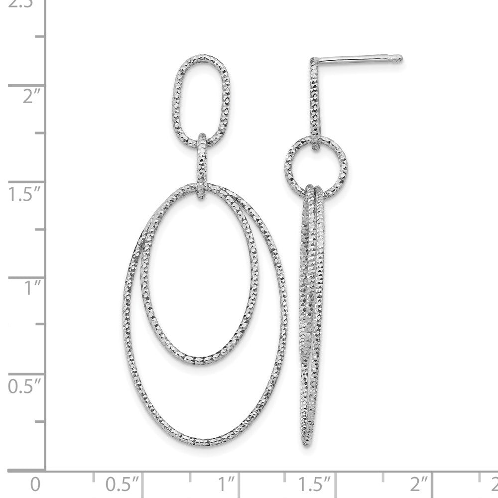 Sterlingsilber Rhodiniert Diamantiert Oval Stecker Ohrhänger