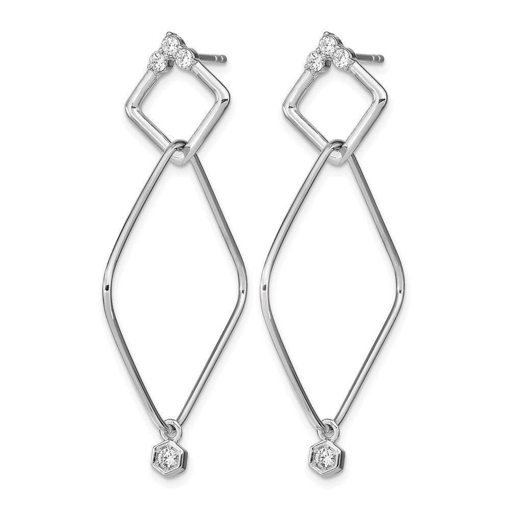 Sterlingsilber Rhodiniert Zirkonia Geometric Stecker Ohrhänger