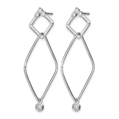 Sterlingsilber Rhodiniert Zirkonia Geometric Stecker Ohrhänger