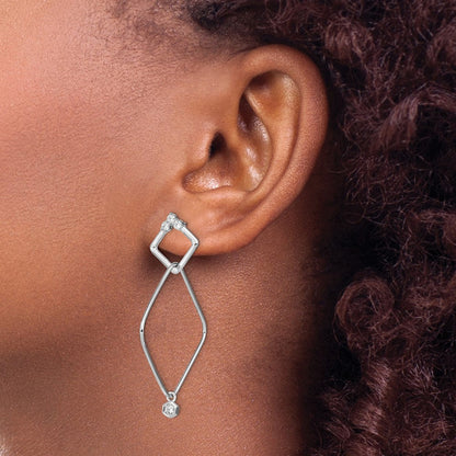 Sterlingsilber Rhodiniert Zirkonia Geometric Stecker Ohrhänger