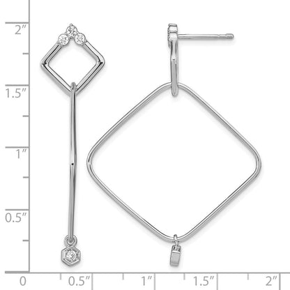Sterlingsilber Rhodiniert Zirkonia Geometric Stecker Ohrhänger