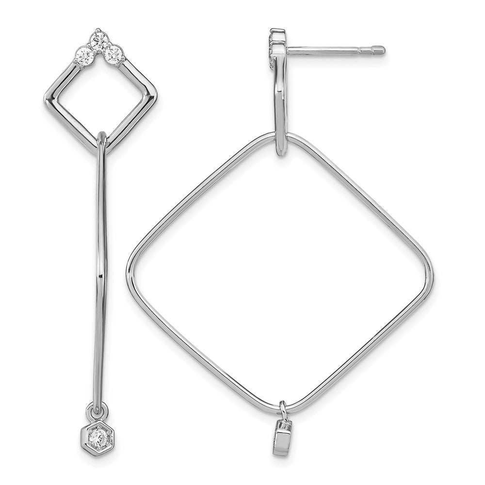 Sterlingsilber Rhodiniert Zirkonia Geometric Stecker Ohrhänger