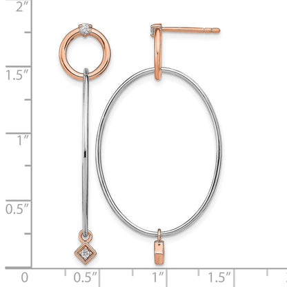 Sterlingsilber Rose Vergoldet Rhd Platin Zirkonia Stecker Ohrhänger