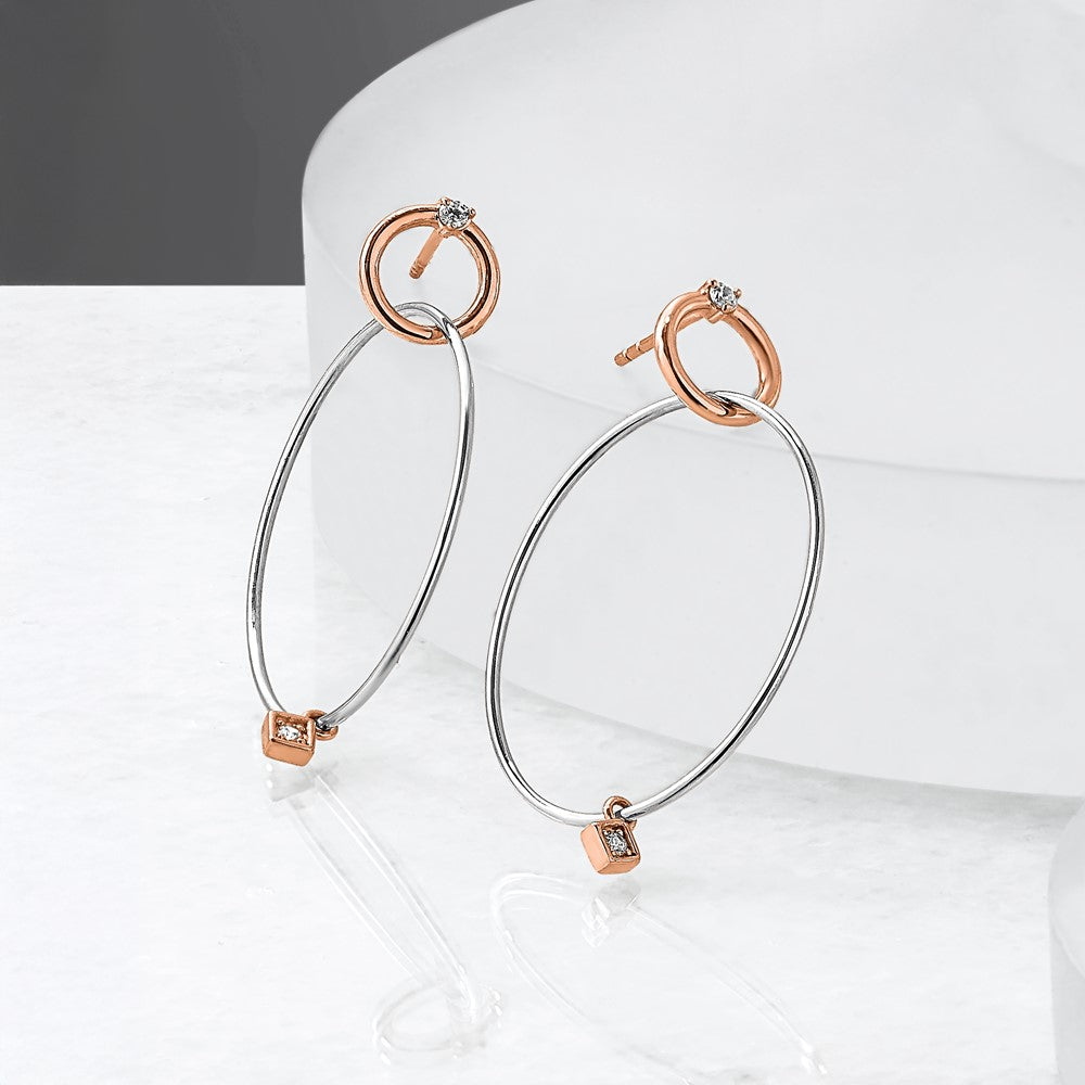 Sterlingsilber Rose Vergoldet Rhd Platin Zirkonia Stecker Ohrhänger
