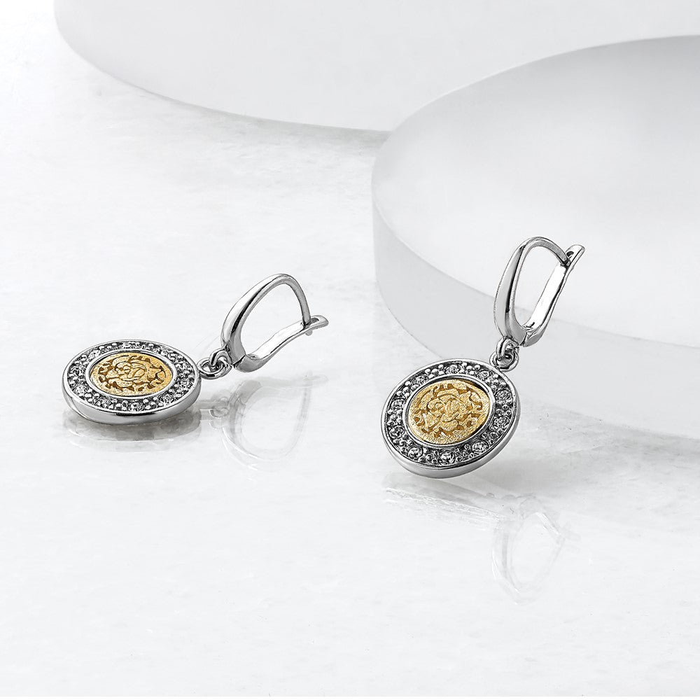 Sterlingsilber Rhodiniert Goldfarben Kristall Ohrringe