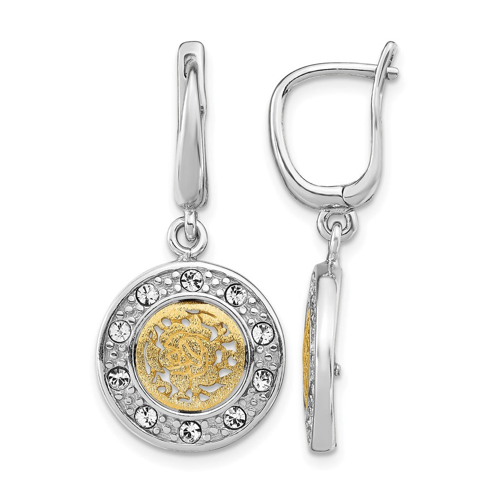 Sterlingsilber Rhodiniert Goldfarben Kristall Ohrringe