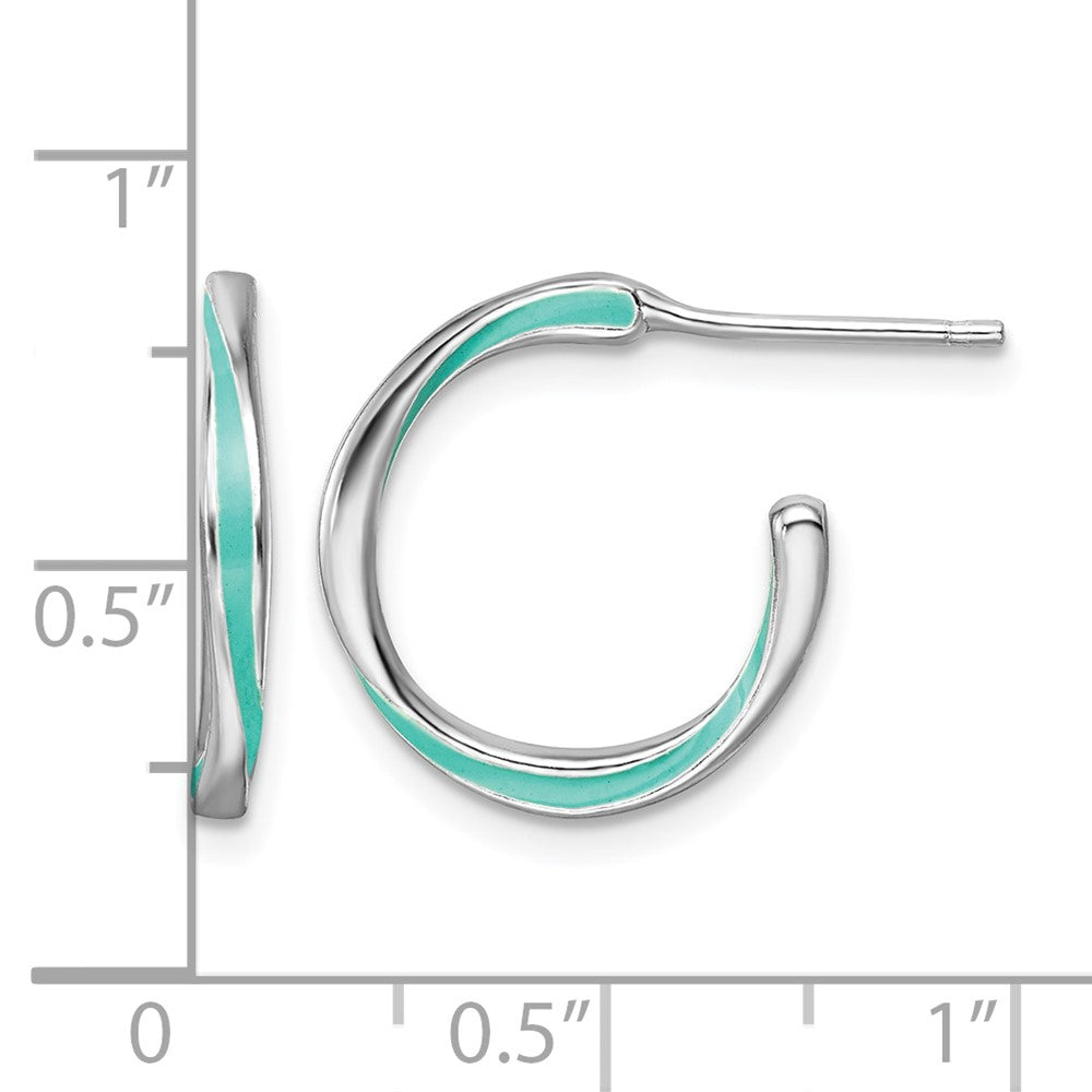 Sterlingsilber Rhodiniert Aqua Emailliert Creolen