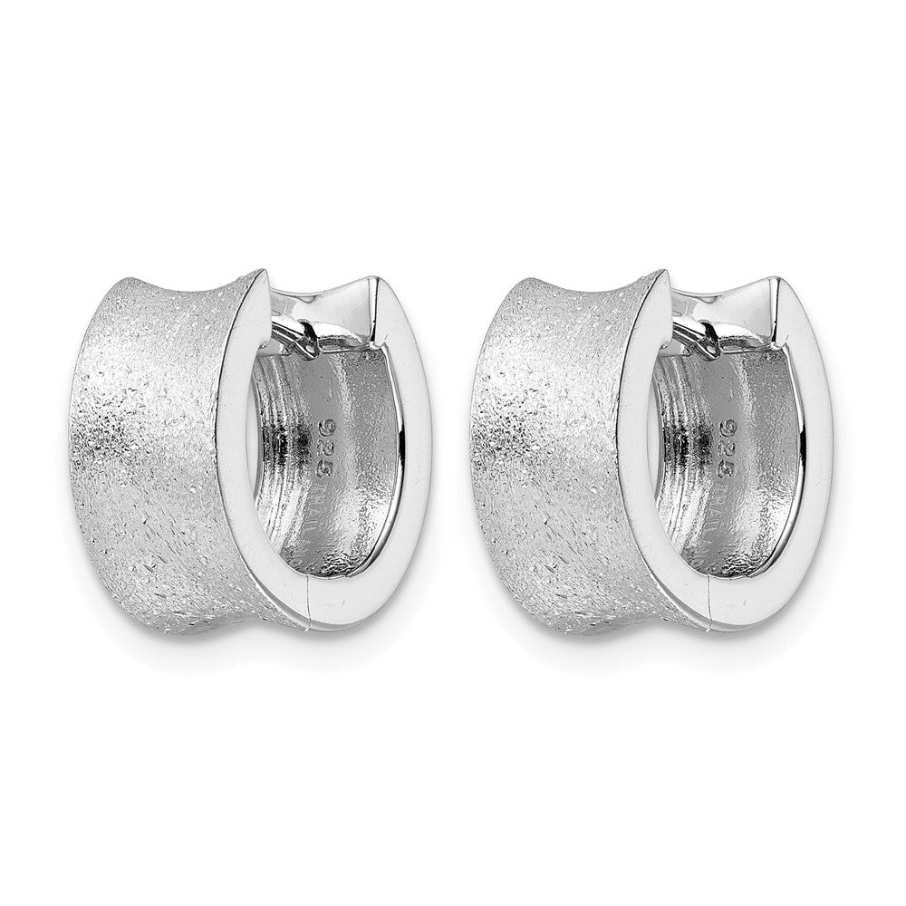 Sterlingsilber Rhodiniert Diamantiert Gebürstet Huggie Creolen