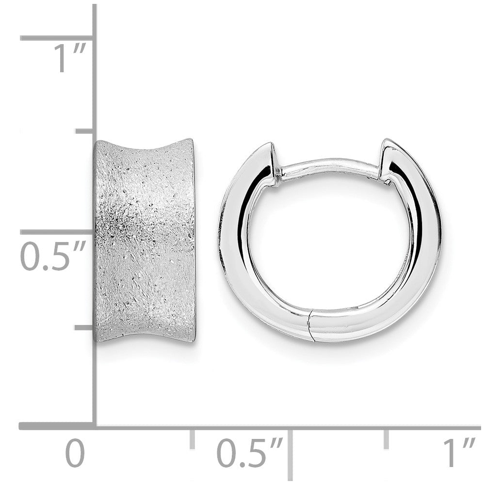 Sterlingsilber Rhodiniert Diamantiert Gebürstet Huggie Creolen