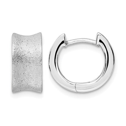 Sterlingsilber Rhodiniert Diamantiert Gebürstet Huggie Creolen