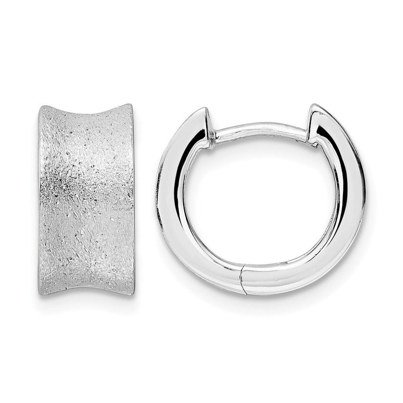 Sterlingsilber Rhodiniert Diamantiert Gebürstet Huggie Creolen