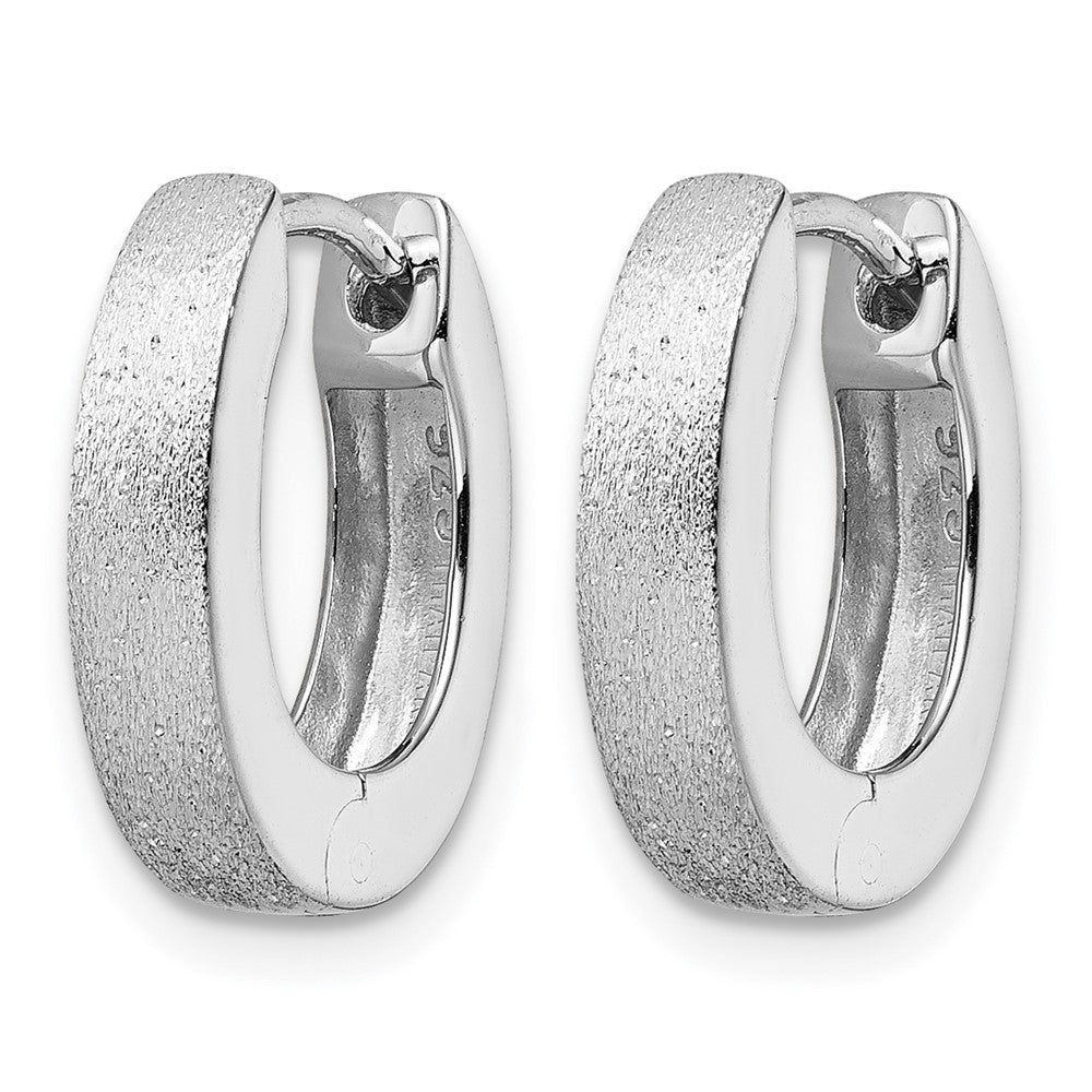 Sterlingsilber Radiant Essence Ss Rhodiniert Diamantiert Gebürstet Oval Creolen