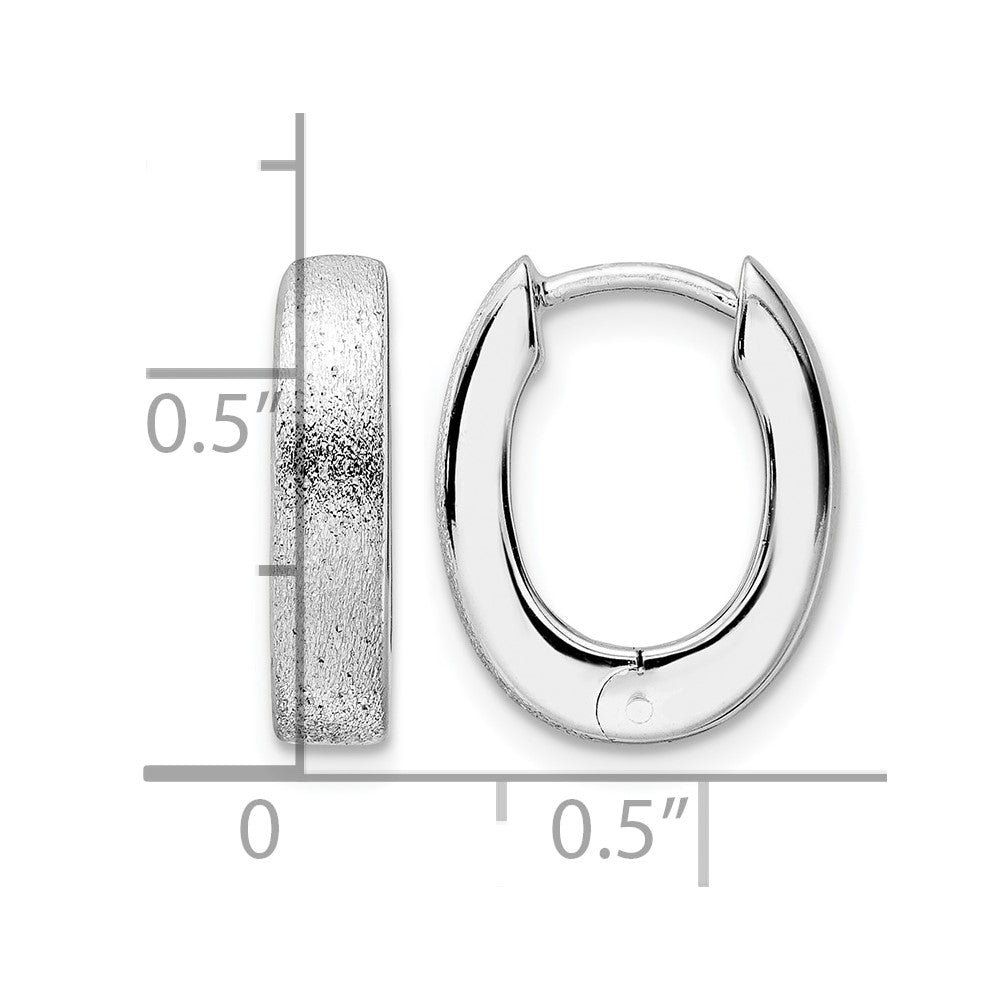 Sterlingsilber Radiant Essence Ss Rhodiniert Diamantiert Gebürstet Oval Creolen