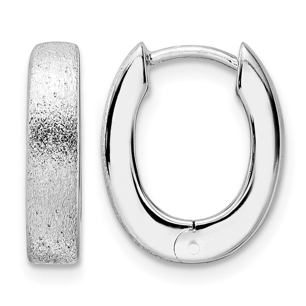 Sterlingsilber Radiant Essence Ss Rhodiniert Diamantiert Gebürstet Oval Creolen