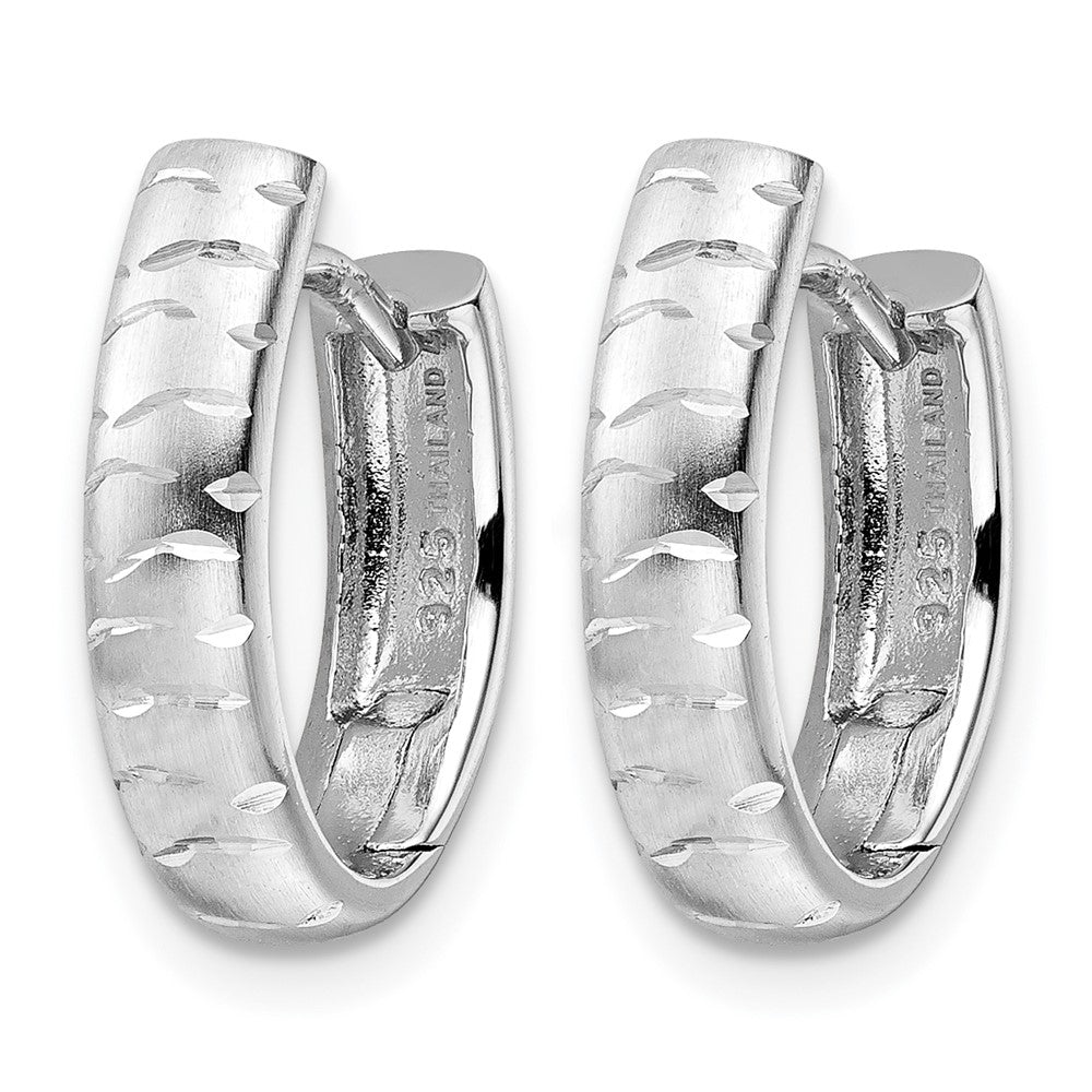 Sterlingsilber Rhodiniert Diamantiert Gebürstet Oval Creolen