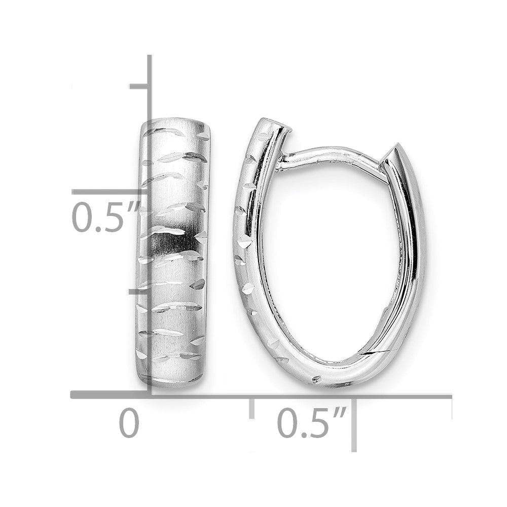 Sterlingsilber Rhodiniert Diamantiert Gebürstet Oval Creolen