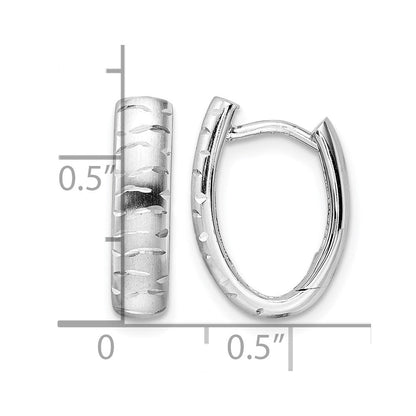 Sterlingsilber Rhodiniert Diamantiert Gebürstet Oval Creolen