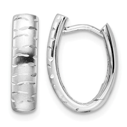 Sterlingsilber Rhodiniert Diamantiert Gebürstet Oval Creolen