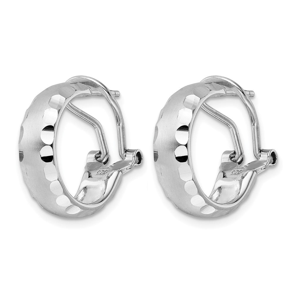 Sterlingsilber Radiant Essence Ss Rhodiniert Gebürstet Diamantiert Omega Rückseite Ohrringe