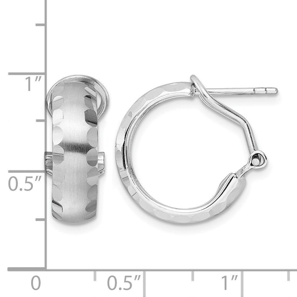 Sterlingsilber Radiant Essence Ss Rhodiniert Gebürstet Diamantiert Omega Rückseite Ohrringe