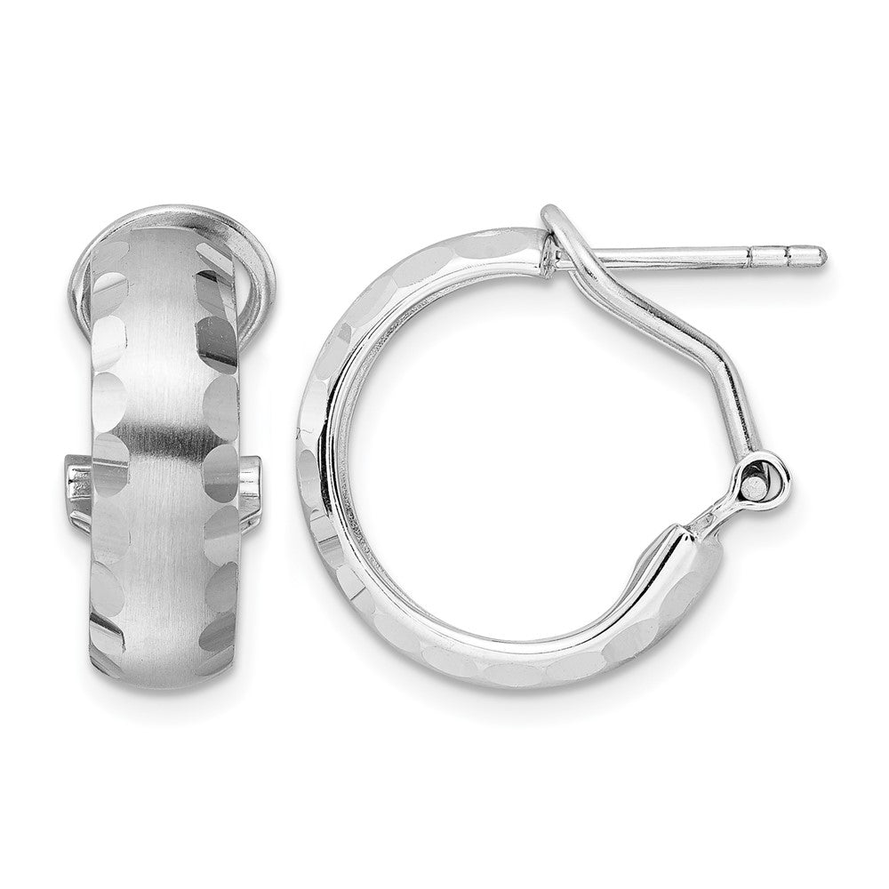 Sterlingsilber Radiant Essence Ss Rhodiniert Gebürstet Diamantiert Omega Rückseite Ohrringe