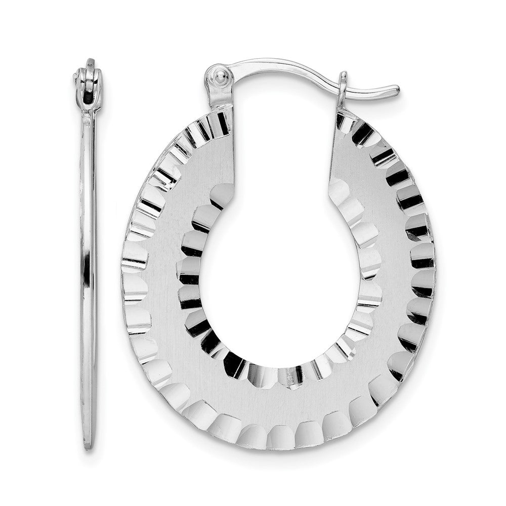 Sterlingsilber Radiant Essence Ss Rhodiniert Gebürstet Diamantiert Creolen