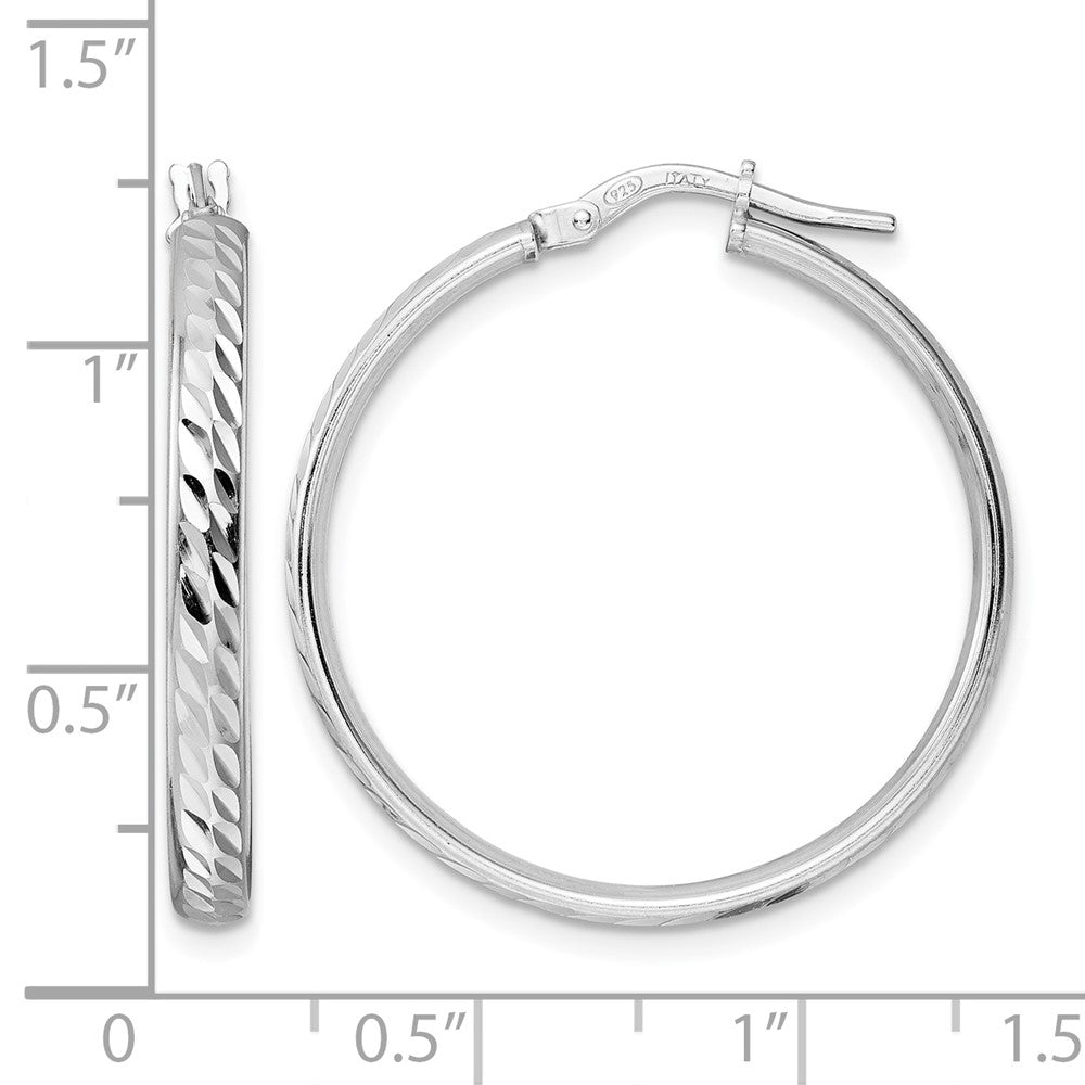 Sterlingsilber Rhodiniert Poliert Diamantiert Creolen