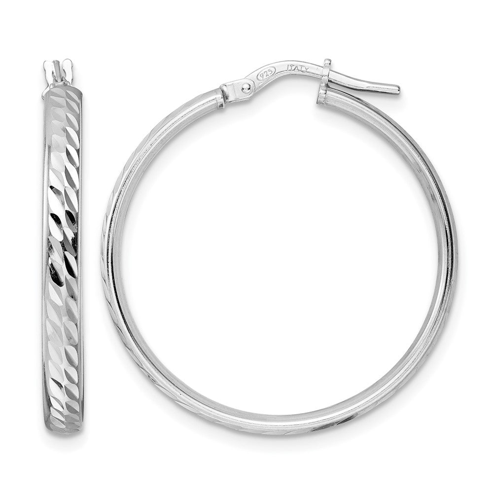 Sterlingsilber Rhodiniert Poliert Diamantiert Creolen