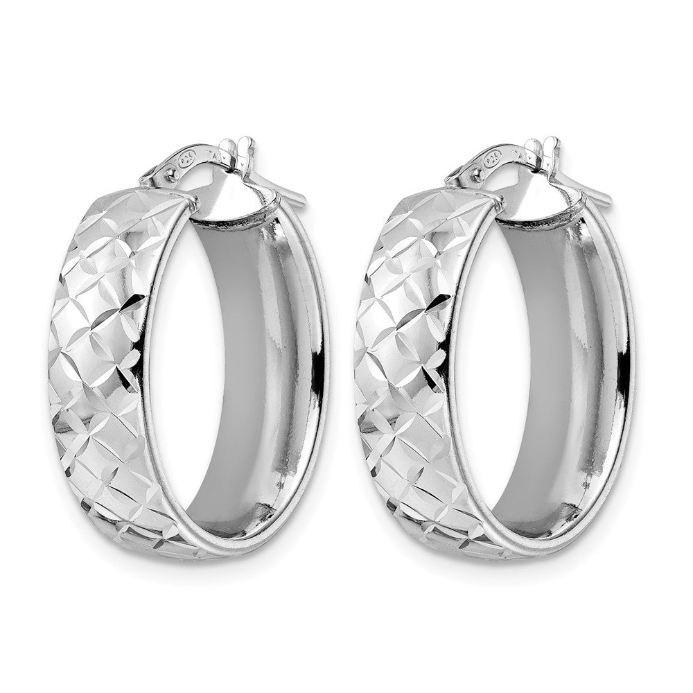 Sterlingsilber Rhodiniert Poliert Diamantiert Oval Creolen
