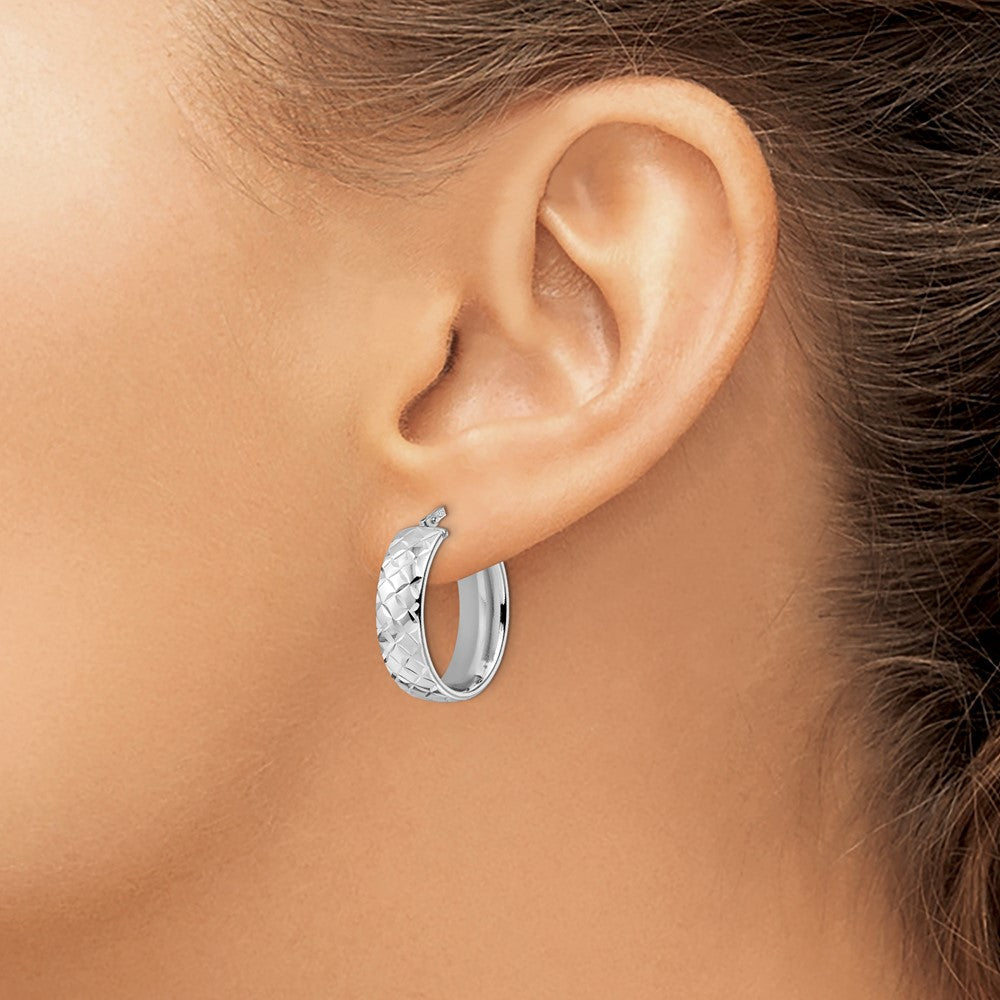 Sterlingsilber Rhodiniert Poliert Diamantiert Oval Creolen
