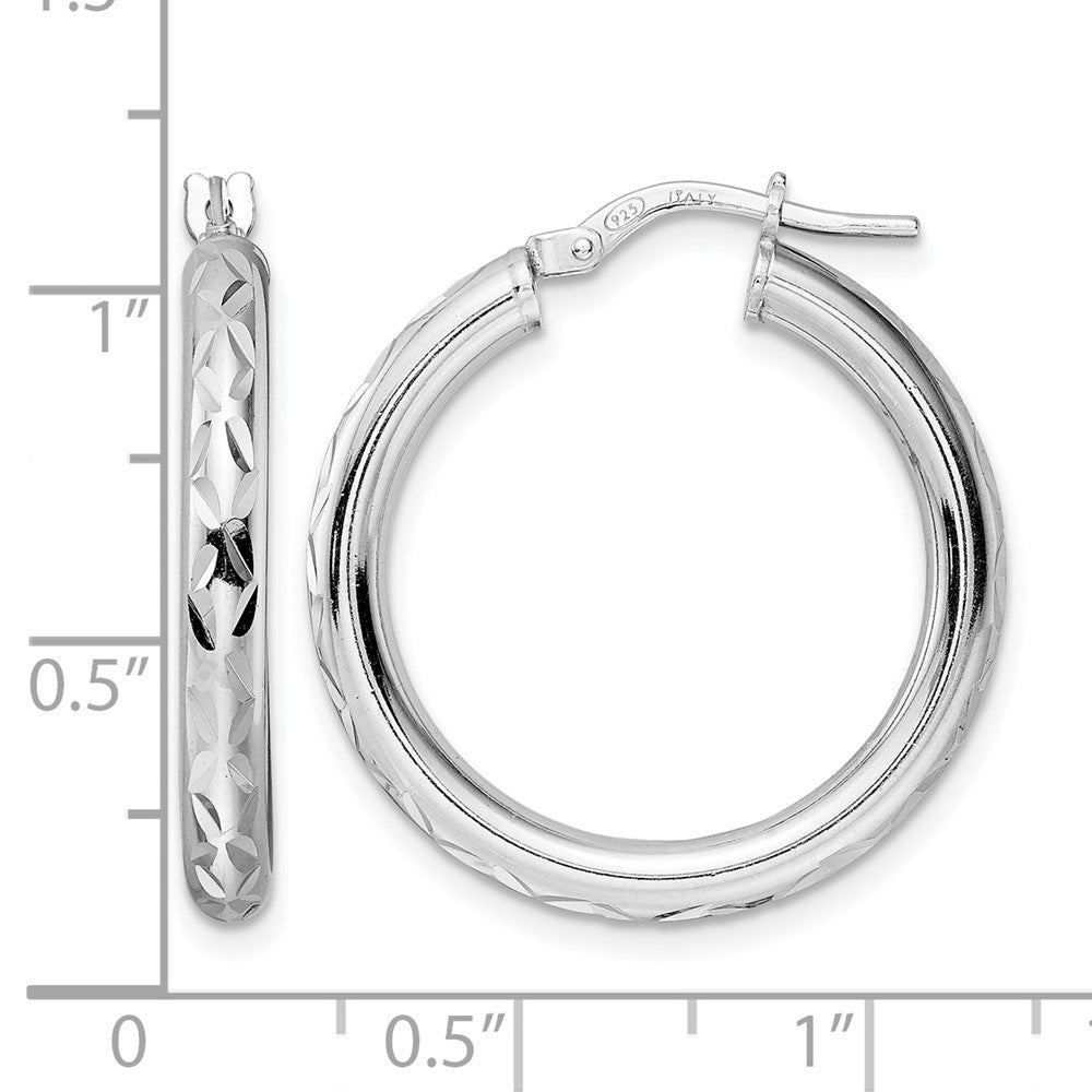 Sterlingsilber Rhodiniert Poliert Diamantiert Creolen