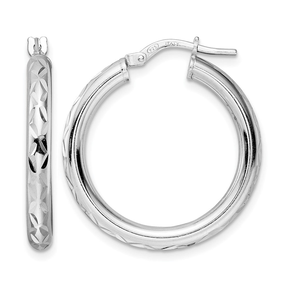 Sterlingsilber Rhodiniert Poliert Diamantiert Creolen