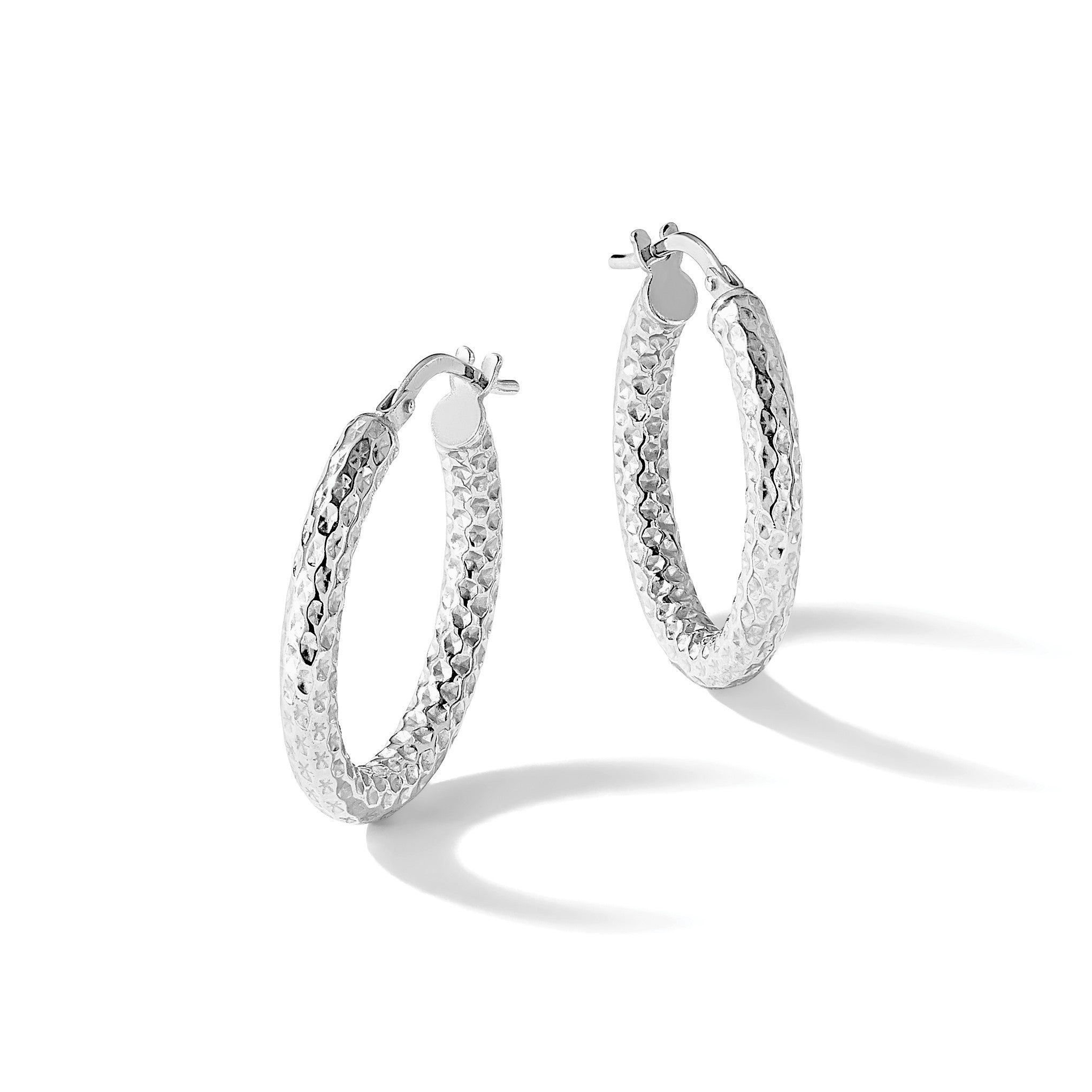 Sterlingsilber Rhodiniert Poliert Diamantiert Creolen